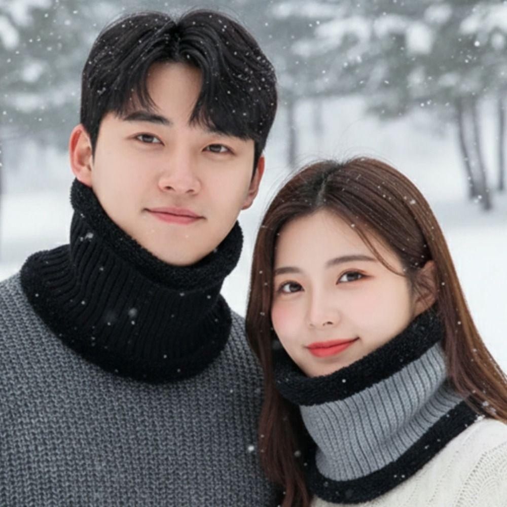 Thick Fleece Muffler Snowflake Warm Neck Warmer Fashion Winter Knitted Scarf cycling