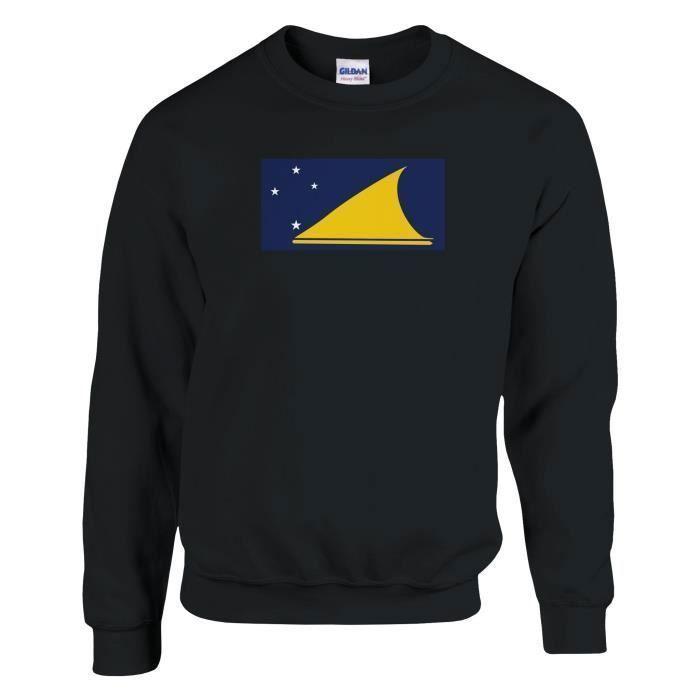 Sweat-shirt - PIXELFORMA - Drapeau des Tokelau - Noir - Manches longues - Col classique