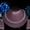 CMM High Quality Royal Blue Cubic Zirconia Banquet Heart Shape Earrings Necklace Set