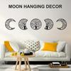 5-Piece Bohemian Moon Phase Wall Hanging - Metal Lunar Art for Bedroom, Living Room, and Office Decor | Aesthetic Wall Sculpture