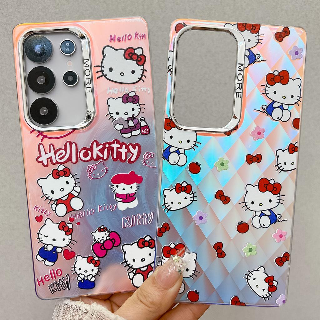 Новый мультяшный кот KT подходит для чехла для мобильного телефона Apple 16E iPhone15promax гальванический лазерный Samsung S25u.