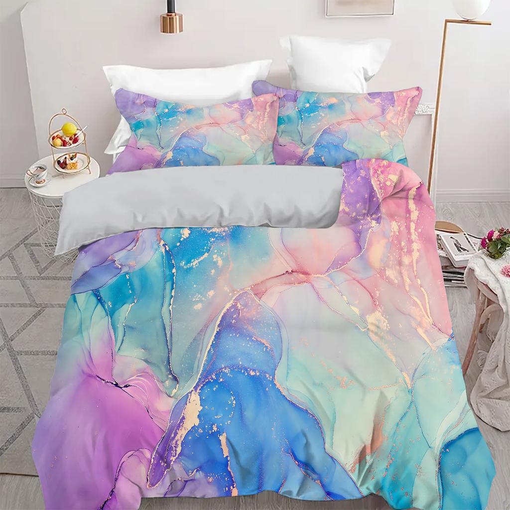 Colorful Painting 3D Printed Quilt Cover Set Luxury Home Textiles Soft Duvet Cover Pillowcases Modern Art Style Bedding Set