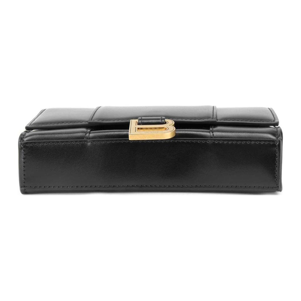 Balenciaga Hourglass Bag With Gold Chain And Internal Zipper Pocket In Calfskin Mini Women bags Black 656050-1QJ4M-1000