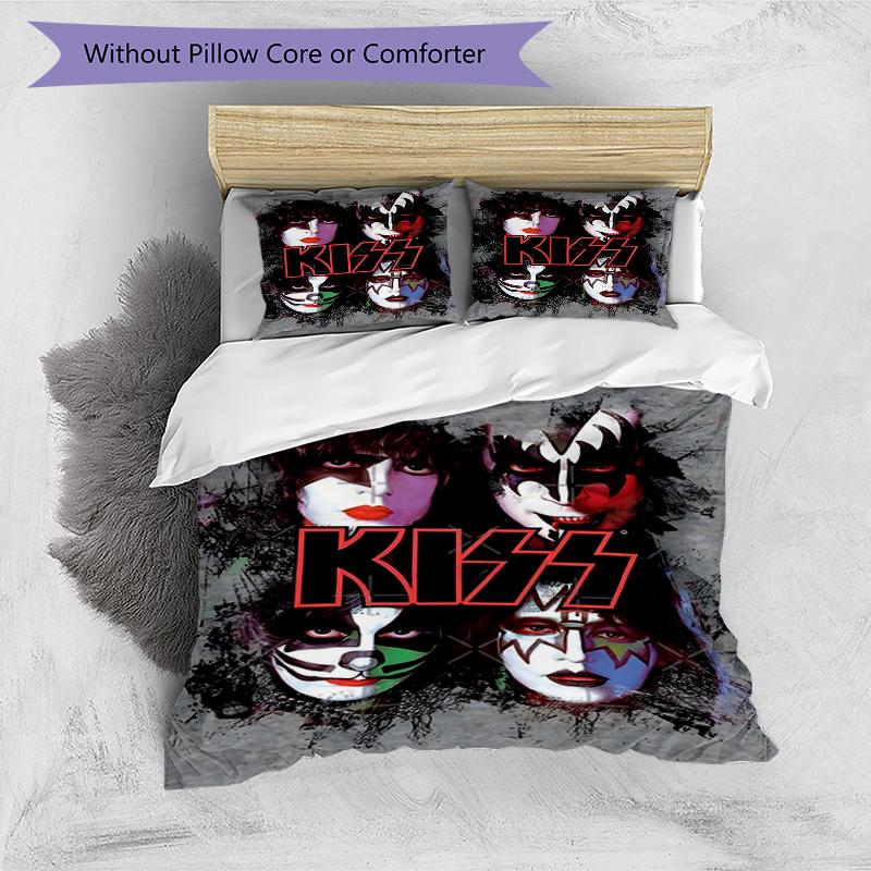 3pcs KISS2 Design Cover Set - HD Printed Bedding with 1 Cover and 2 Pillowcases - Perfect for Home and Dorm Decor