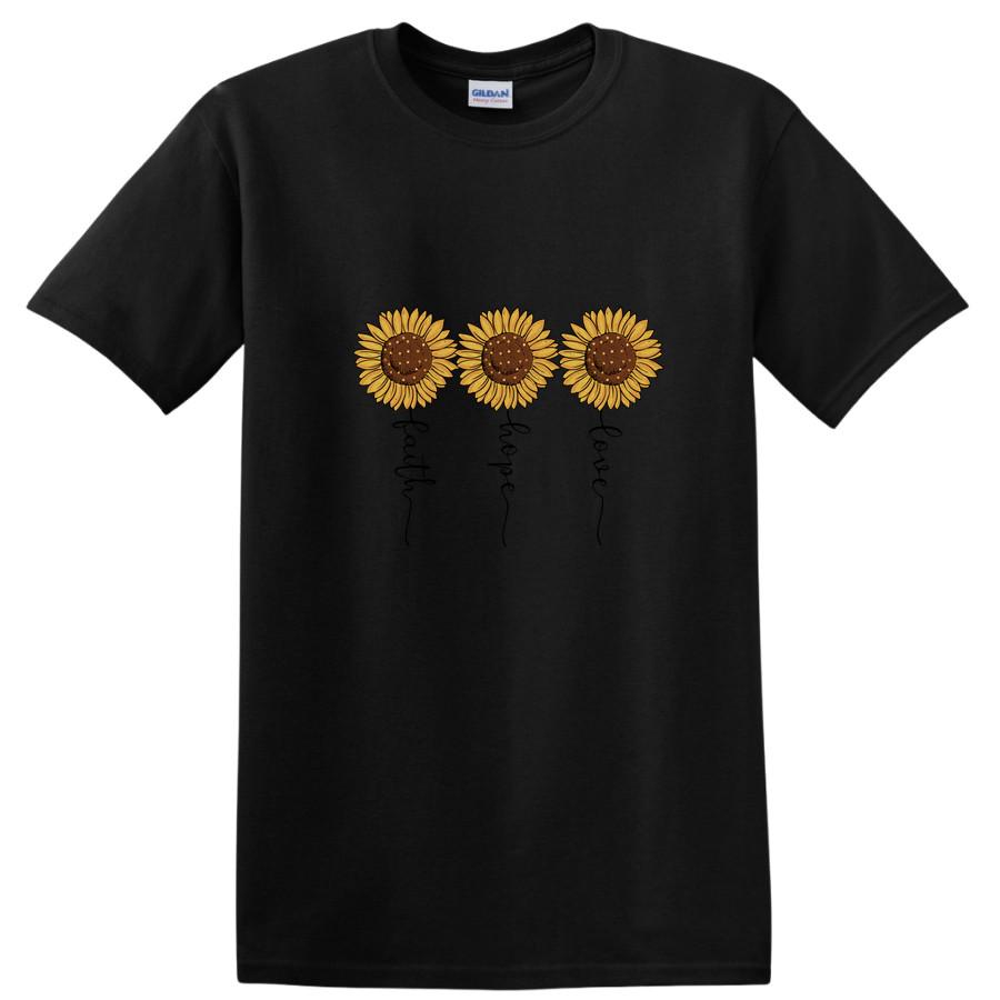 Sunflower Graphic T Shirt Floral Design Cute Sunflowers Vintage Style Tee