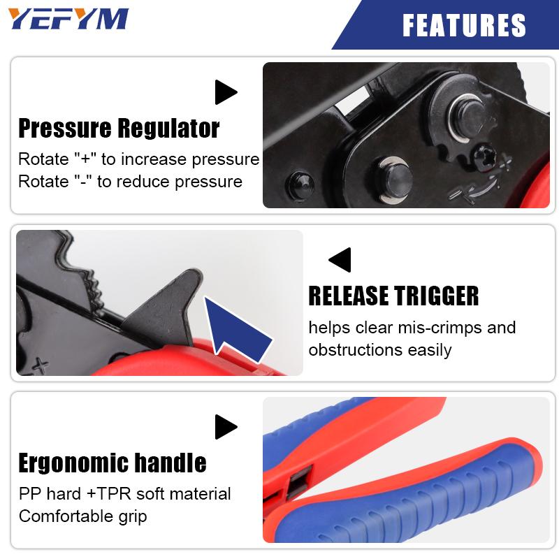 Неизолированный инструмент для обжима клемм, клещи для обжима проводов с храповым механизмом. Подходит для AWG 20-7.(0,5-10 мм²)и служит в качестве электрического обжимного инструмента.