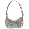 Women Bag Trendy Armpit Bag Large Capacity Shoulder Bag Pleated Underarm Bag Fashion Handbag Sweet Messenger Bag Silver