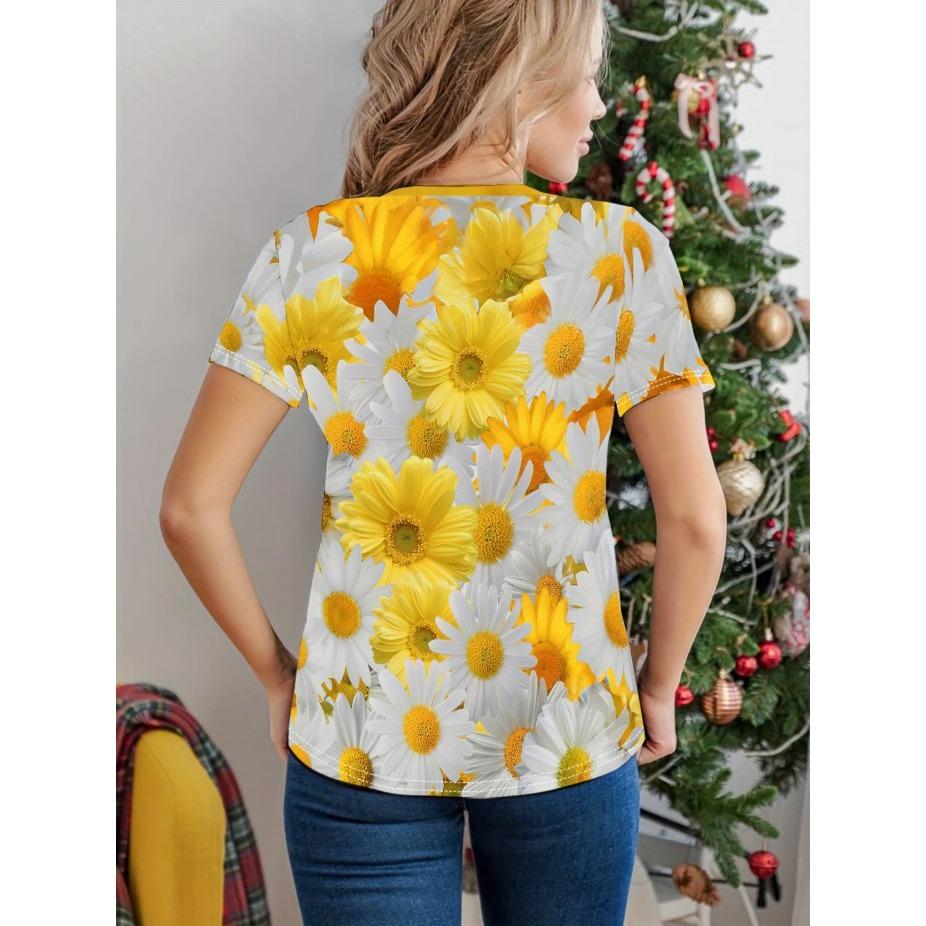 Женская футболка с принтом в виде бабочки и цветов - Удобная футболка с коротким рукавом и круглым вырезом, модная 3D-печать