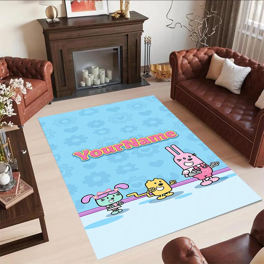 Wow! Wow! Wubbzy Personalized Text Floor Mat Suitable for Foyer Living Rooms Outdoor Study room Anti-slip Rug Office home decor Birthday/Christmas Gif