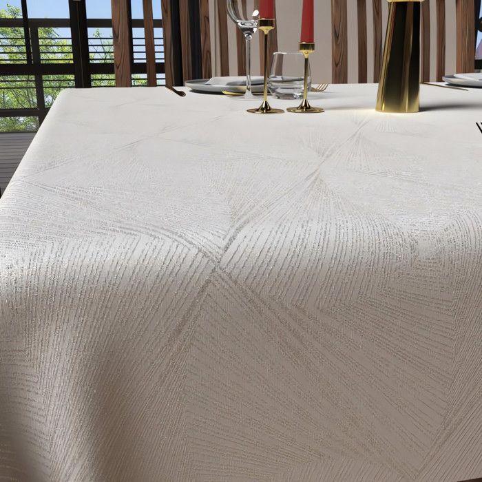 Anti-stain Square Tablecloth 180x180 Cm LUXURY White, by Soleil d'Ocre