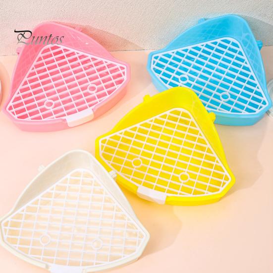 Small Pet Toilet High Fence Detachable Hollow Platform Easy Cleaning Rabbit Litter Pan Animal Potty Trainer Bunnies Corner Toilet Box Ferret Hamster
