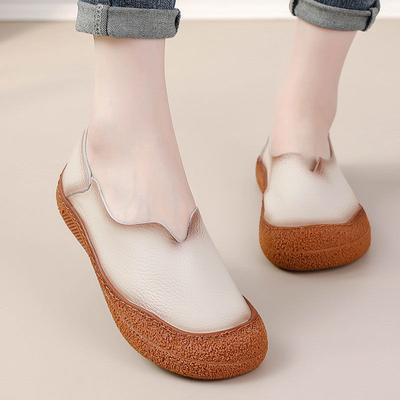 2024 Новые балетки с V-образным вырезом, женские простые туфли на плоской подошве для отдыха, осенние лоферы, женские мокасины без застежек, туфли на плоской подошве из натуральной кожи для мам