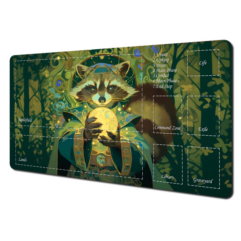 Magic Cards Rug With Zone Mtg Playmat Raccoon Messenger Anime Theme Gathering Game Mat Desk Mat Tcg Rug Commander Battle Playmat