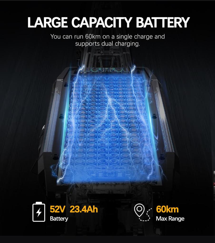 OOTD S30 Внедорожный Электросамокат 10" Шины 1200W*2 Двойной Мотор 52V23.4Ah Батарея 65км/ч Макс. Скорость 60км Макс. Запас хода