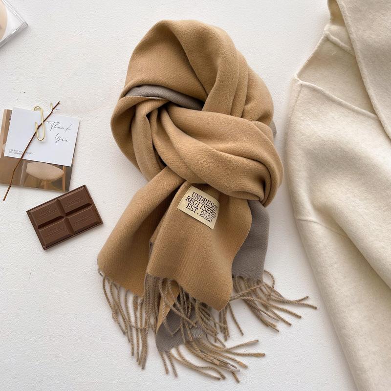 Women's Fashion Winter Scarves High Quality Knitted Scarf Vintage Stripe Pattern Scarves Winter Outdoor Warm Scarves
