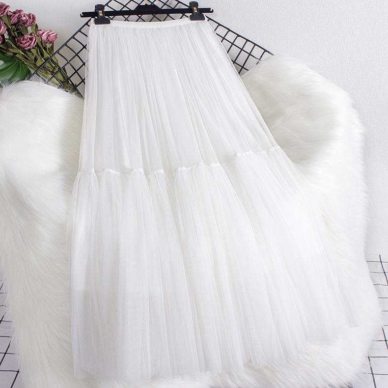 Повседневные длинные юбки с высокой талией для женщин, сетчатые, с бисером, до середины голени, женские длинная юбка, летние свободные женские юбки