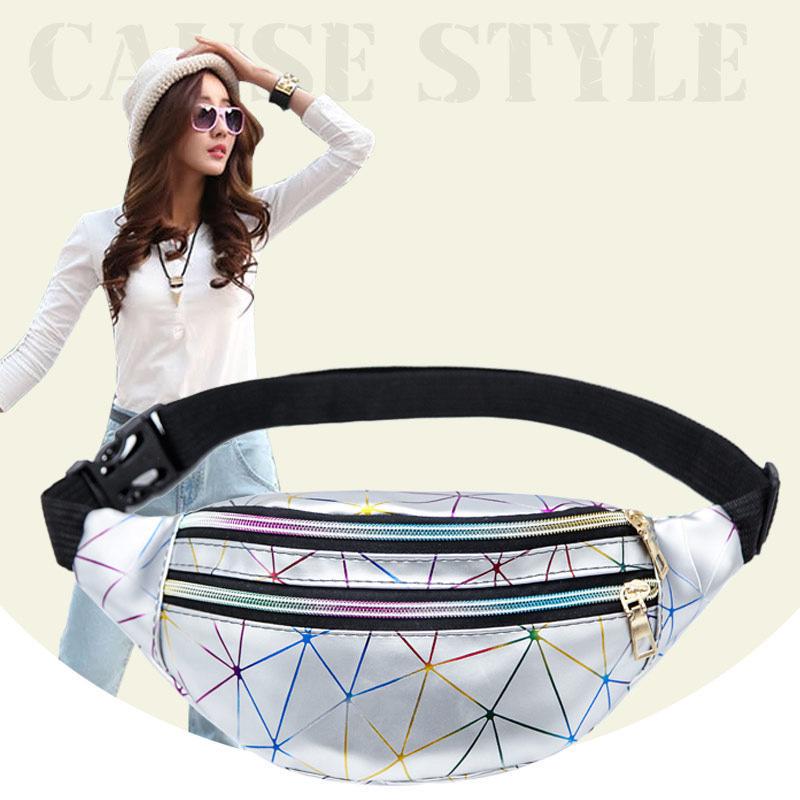 Лазерные поясные сумки женские серебристые поясные сумки мужские женские поясные сумки черные геометрические нагрудные сумки лазерный чехол для телефона унисекс CLE