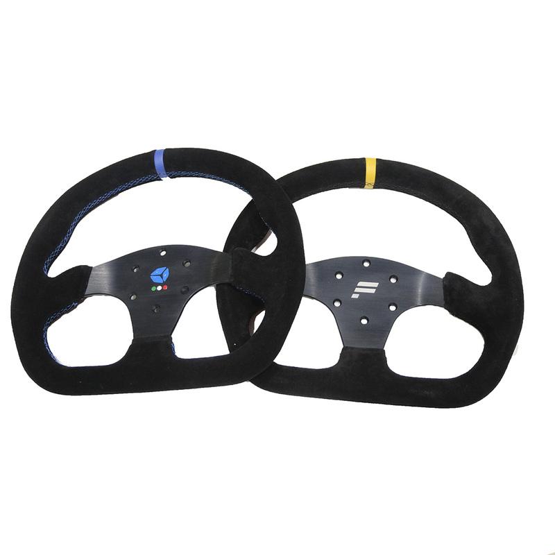 13inch 330mm Type D Steering Wheel Suede Steering Wheel Flat Game Steering Wheel Blue Yellow Ring