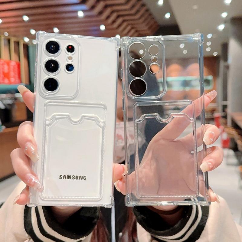 Ударопрочный прозрачный чехол-книжка со слотом для карт для Samsung Galaxy S24 S23 S25 S26 Ultra S22 S21 S20 FE A14 A34 A54 A15 A35 A55 A16 A26 A36 A56 A17 A37 A57 5G
