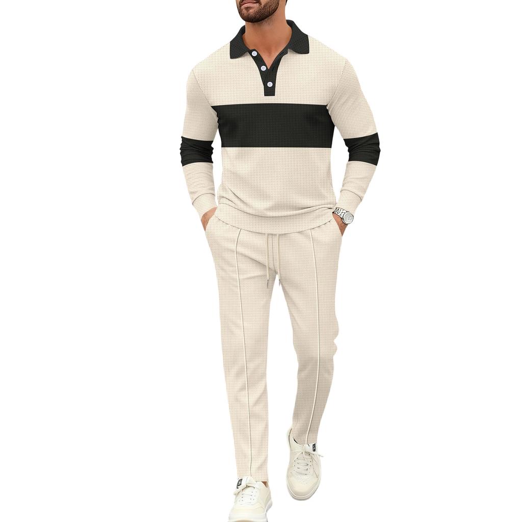 Мужской Повседневный Отложной воротник Длинные рукава Брюки Комплект