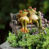 Скульптура скамейки с парой лягушек 2D Плоские акриловые статуэтки Фигурки Украшения для дома Крыльца Заднего двора На улице Декор книжной полки