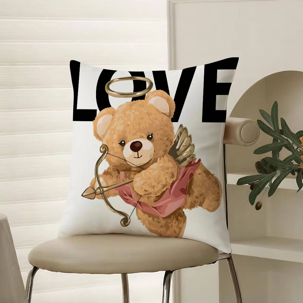Любовь Семья Товарищество Наволочка на подушку в виде плюшевого мишки Комфорт Диван-кровать Шелковистая элегантная Невидимая молния Декоративная наволочка