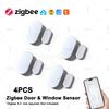 4 шт. Zigbee Датчик открытия двери Датчик состояния окна Умный дом Безопасность Детектор открытия/закрытия двери Работает с шлюзом 3.0 Z2MQTT