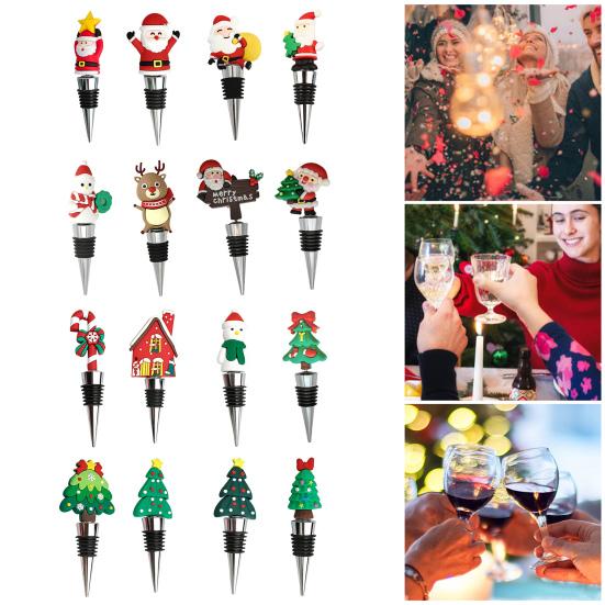 Yousheng Рождественская винная пробка для бутылок Санта-Клауса, снеговика, рождественской елки, винная пробка, укупорщик для пивных бутылок для праздничного домашнего декора