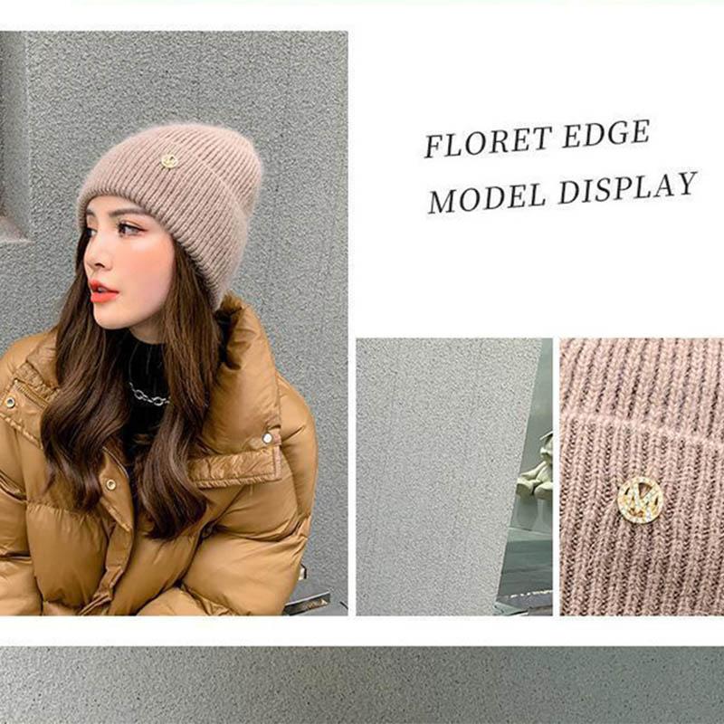 Осенне-зимняя вязаная шапка из кроличьего меха, сетка, красная шерстяная шапка с надписью M Mark, модная теплая шапка, осенне-зимняя шапка для защиты ушей