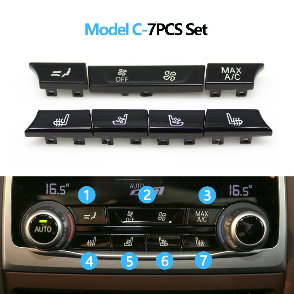 7PCS Car Rear Air Vent Venlitation Button AC Climate Control Switch Button Cap For BMW 5 6GT 7 Series G30 G31 G32 G11 G12 F90 M5