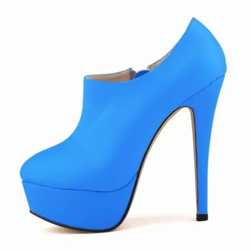 Women Boots Sexy Stilettos Fashion Autumn Winter 14cm Round Toes High Heels Ladies Casual Platform Pumps Leather Party Shoes