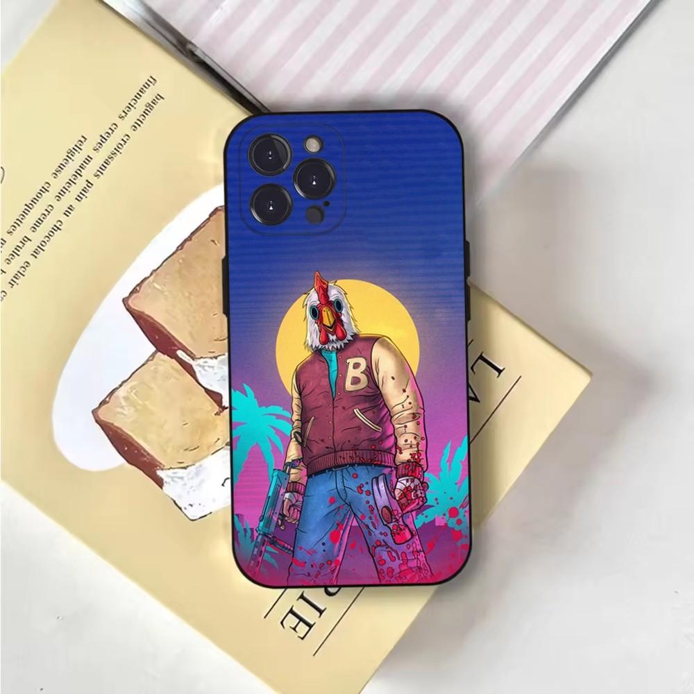 Игровой чехол Hotline Miami для iPhone 16,15,14,13,12,11,Pro,X,XS,Max,XR,Plus,Mini Мягкий черный чехол
