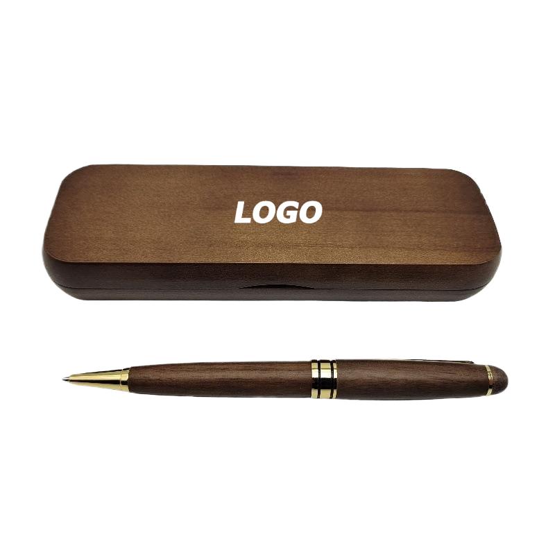 Promotional Gifts Custom Logo Printed Ball Point Pen With Wood Case Maple Ballpoint Pen Sets