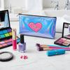 Pink Heart Love Print Laser Cosmetic Makeup Bag Holographic Zipper Pouch, PortableTravel Toiletry Organizer for Girls Valentine Gift