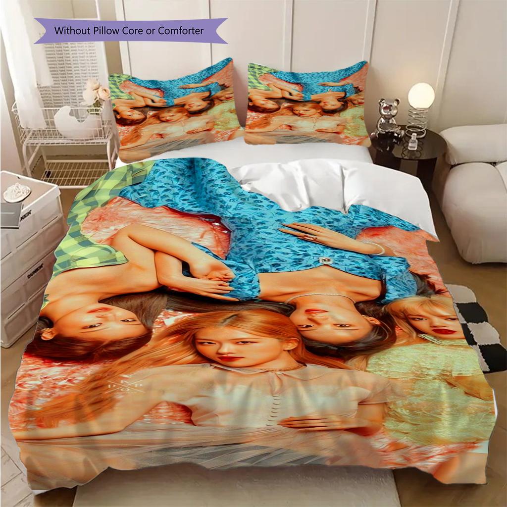 Vibrant Pink Fashion Art Bedding (1 * duvet cover + 2 * pillowcase, without core) 2D Flat Soft and comfortable Bedding set Christmas birthday gift