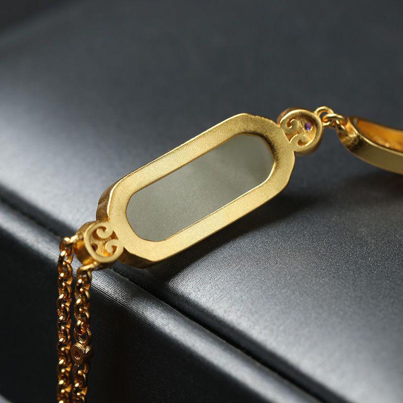 Натуральный Хэтяньский Яшмовый Нефрит Древнее Золото Ручной Работы Браслет Жуи Для Женщин Китайский Стиль Классический Шарм Браслеты Банкетные Ювелирные Изделия