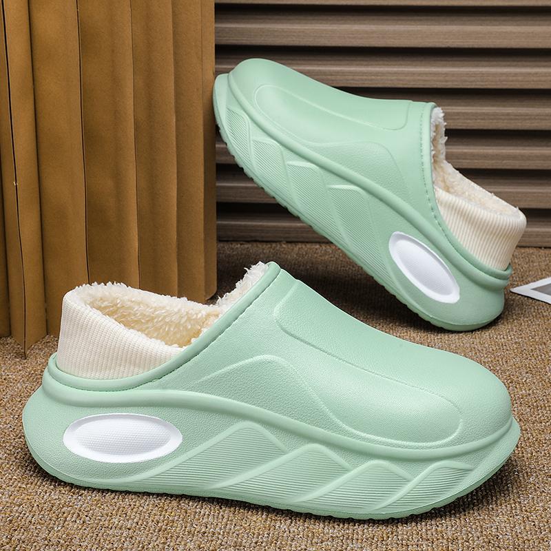 Модные зимние мужские тапочки на платформе из мягкого хлопка, теплые туфли на каблуках, теплая обувь для улицы, домашняя спальня, плюшевые теплые тапочки