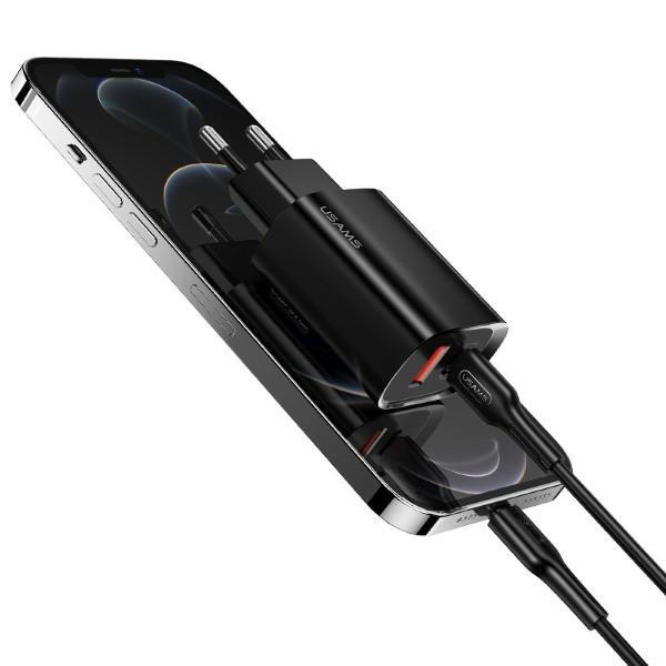 Ładowarka sieciowa 20W USAMS PD3.0 QC3.0 USB-C/USB Czarna
