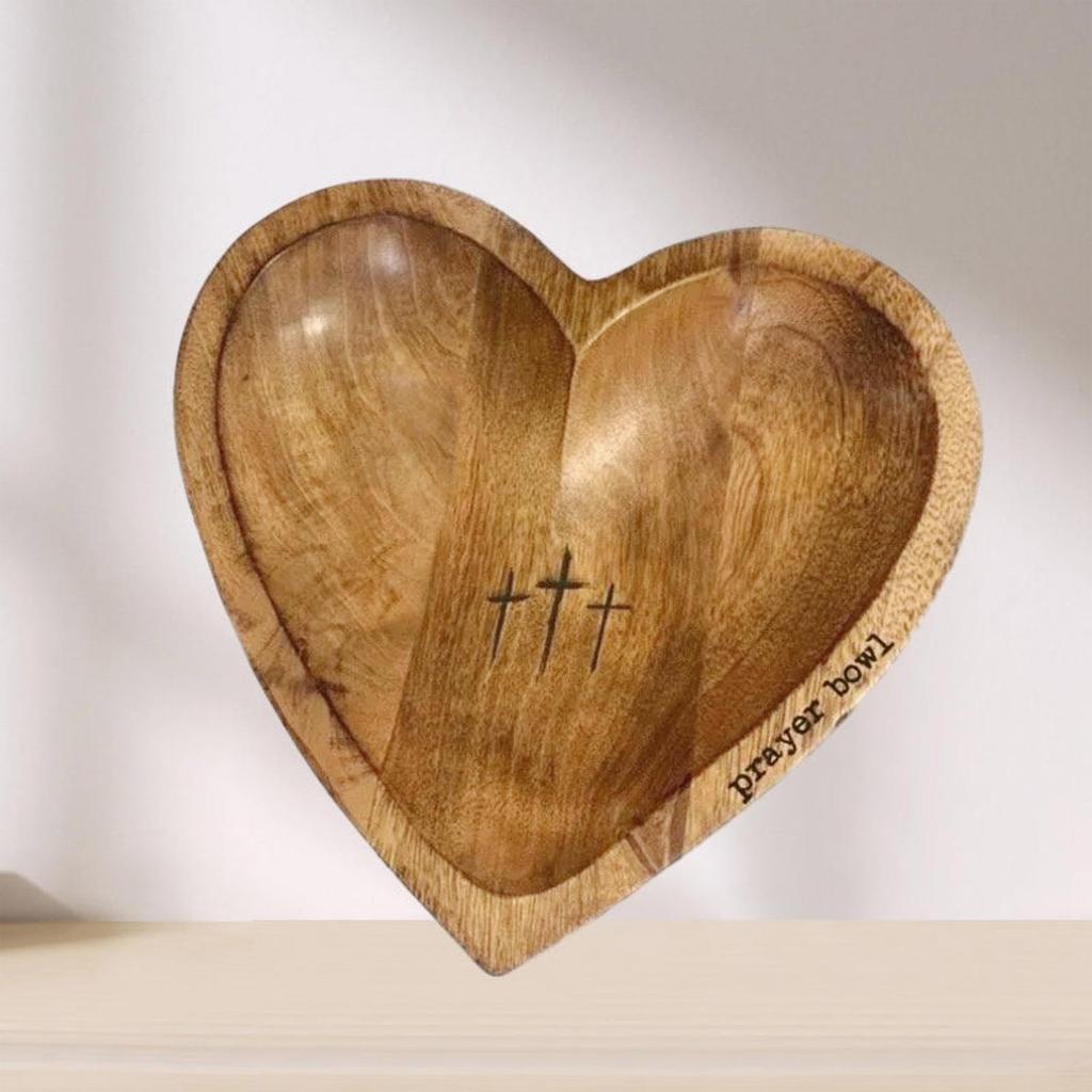 Wooden Heart Blessing Bowl Handcrafted Blessing Bowl With Cards, Dough Bowl With Blessing Cards, Religious Gifts, Heart Blessing Bowl, Christmas Gifts