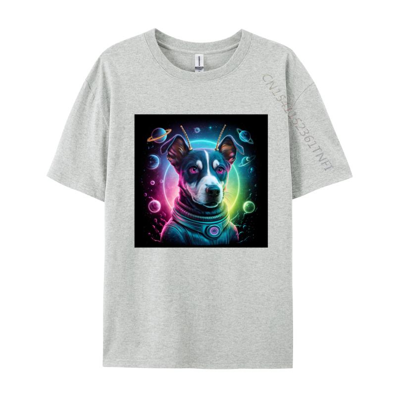 Camisa Tops Shirts Alien dog In Space Tshirts Problem Solved T Shirt Unisex Crazy Alien Dog Pure Cotton Tshirts