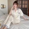 Cartoon Bear Print Short-Sleeved Trousers Ice Silk Pajamas Women'S Suit Summer Comfortable And Cute Loungewear