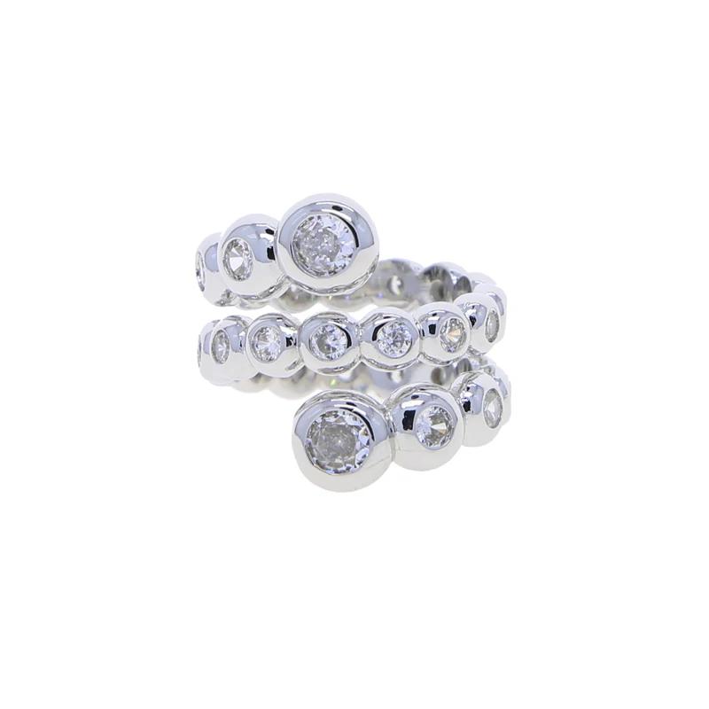 New Arrived Fashion Female Finger Jewelry Full 5A Cubic Zirconia CZ Round Beaded Band Three Wrap Women Rings