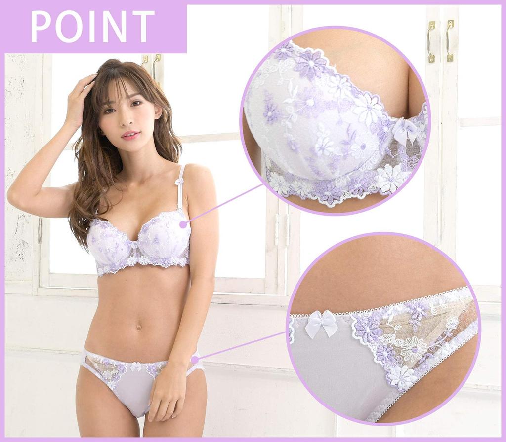 Laulea Akoakoa White B75 Bra and Shorts Floral Women Women's Bra, Set, Pattern, Victory, Underwear, 3/4 Cup,