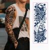Full Arm Herbal Juice Tattoo Sticker Waterproof Non-Reflective Semi-Permanent Dark Flower Arm Tattoo Sticker