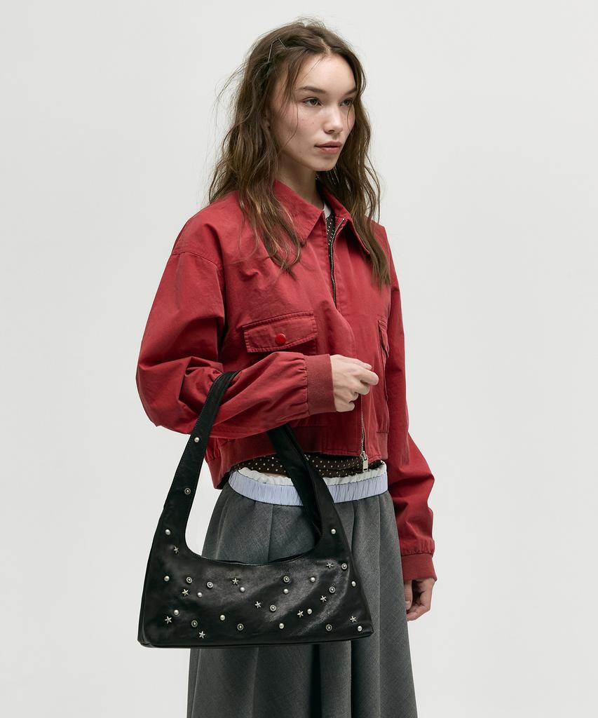Margesherwood Halter Hobo_Black Studded Washed Nappa