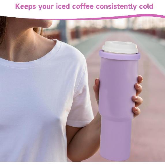 Silicone Ring for 30 & 40 oz Stainless Steel Tumbler,Reble Iced Coffee Cup Ring,Durable Drink Sleeve for Cold Beverages, Leak-Proof Lid for Iced