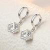Romantic 925 Sterling Silver Crystal Square Stud Earrings For Women Wedding Engagement Jewelry Prevent Allergy Eh783