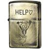 Зажигалка ZIPPO, золотистая, состаренная отделка, забавная гравировка в виде черепа, высота x ширина x глубина 2UDB-HELP 5,5 см 3,8 см 1,3 см