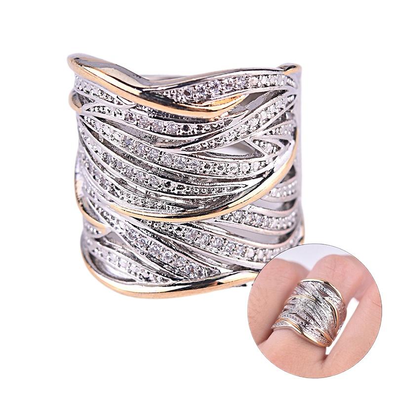 Модные серебряные кольца 925 пробы с сапфиром, двухцветные, с бриллиантами, обручальное кольцо с белым цирконием для женщин, размер 6-10