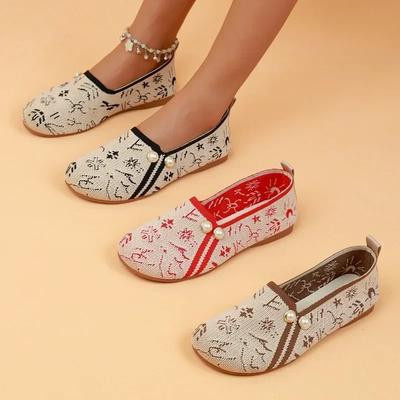 Кроссовки с цветочной вышивкой, сетчатые, повседневные, удобные, на каблуке, женские, традиционная вышивка